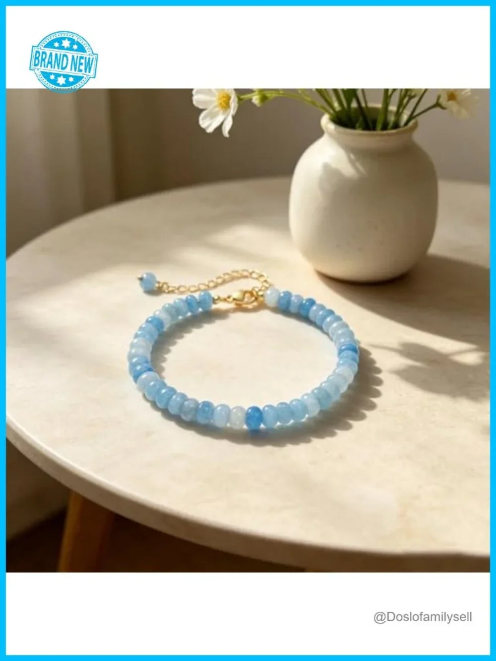 Natural Stone Beaded Bracelet, Boho Handmade Gemstone Stretch Bracelet Stackable